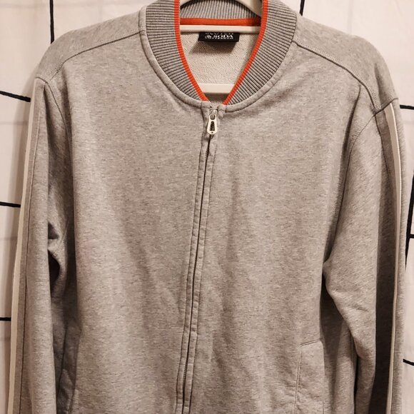 Scotch & Soda Grey/Orange New Men’s L Full Zip Bomber Sweatshirt - Picture 10 of 11